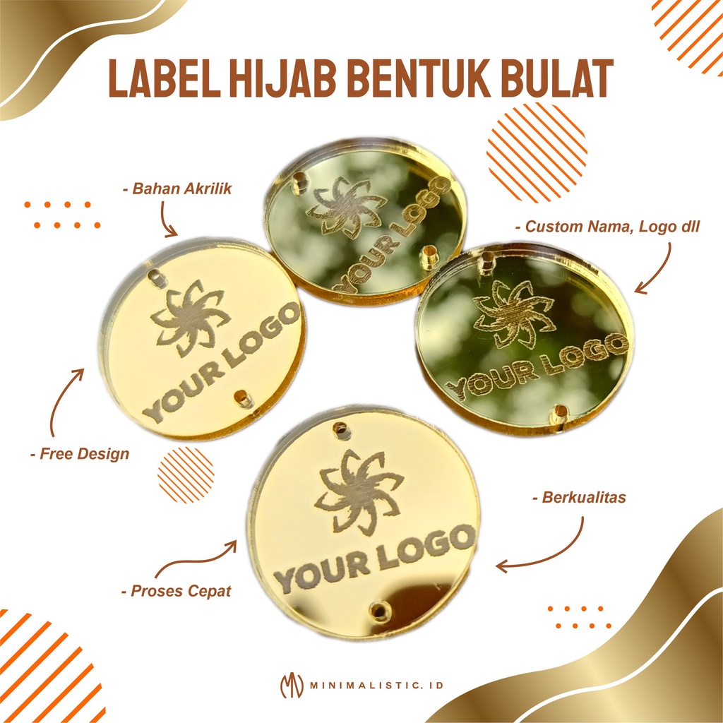 Label Hijab Akrilik Lebel Hijab Label Custom Pin Hijab Merek Hijab Label Baju Logo Jilbab Merk Label