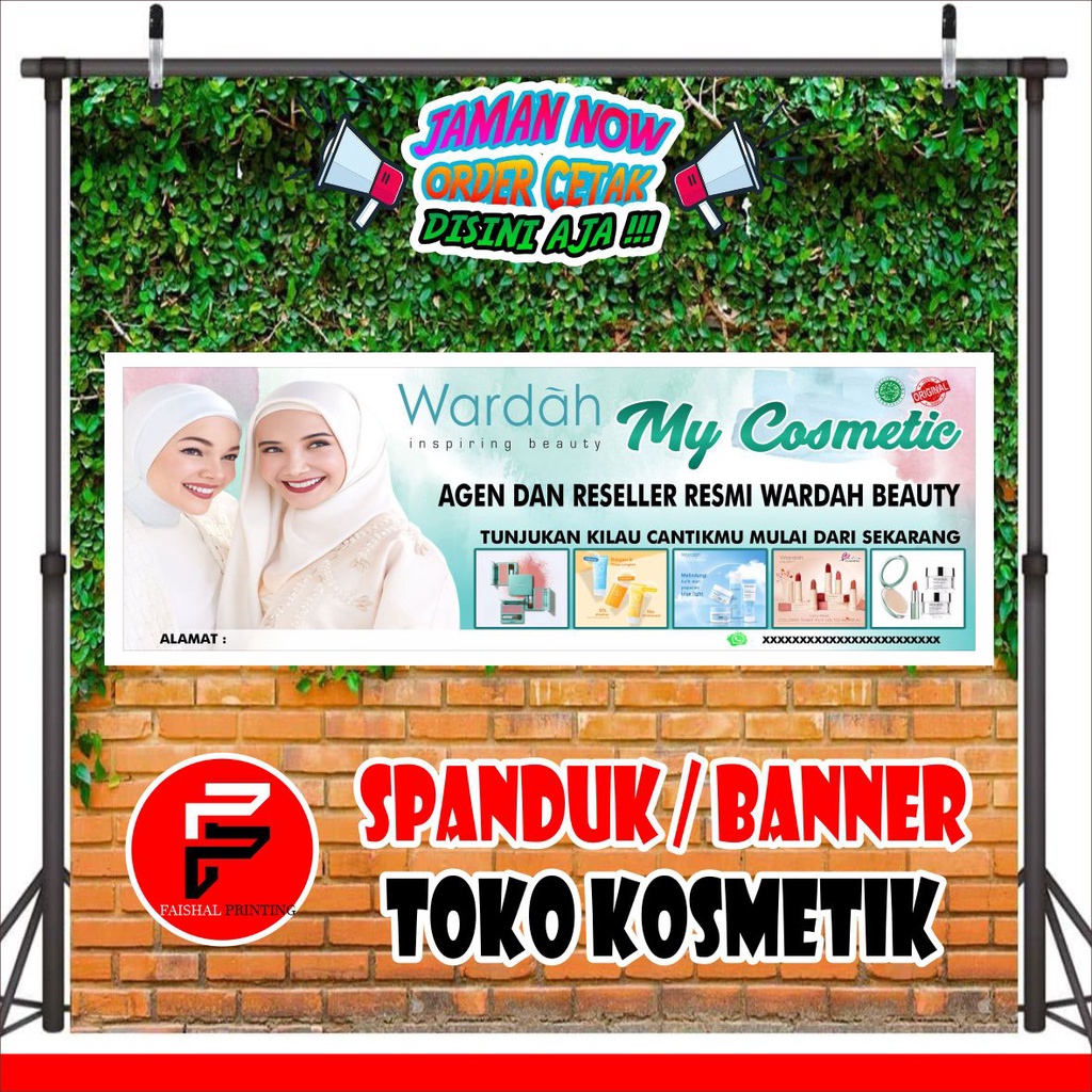 spanduk banner toko kosmetik kecantikan ukuran 3 x 1 meter