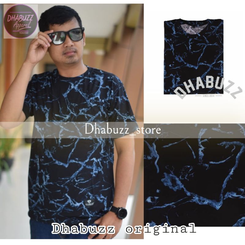 Dhabuzz kaos motif t-shirt tie dye blue crack cotton combad