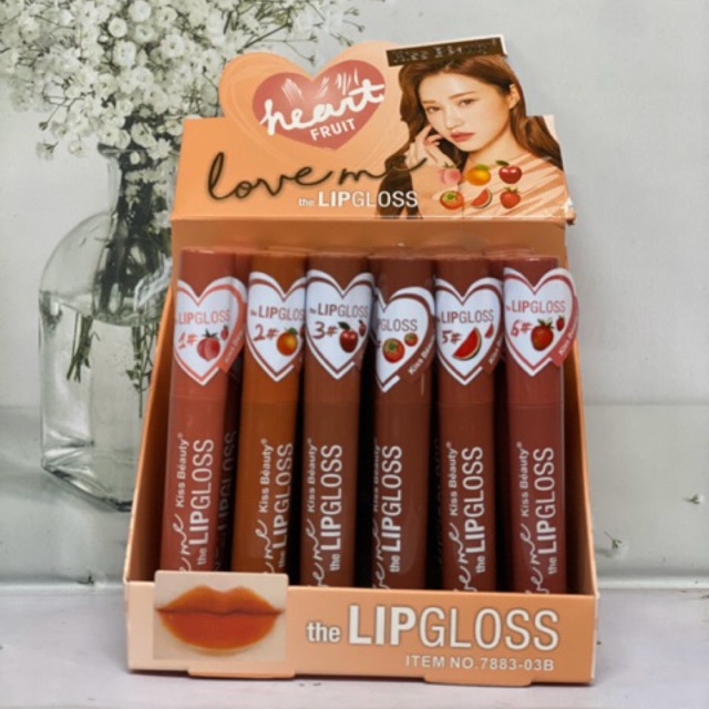 (6 PCS)LIPGLOSS LOVE ME HEART FRUIT KISS BEAUTY (thailand)