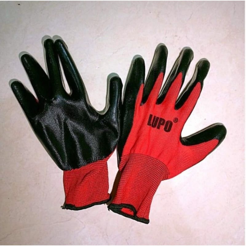 Sarung Tangan Safety Gloves GT3001 / Gunter Sarung Tangan Kerja / Sarung Tangan Palm Hitam Merah