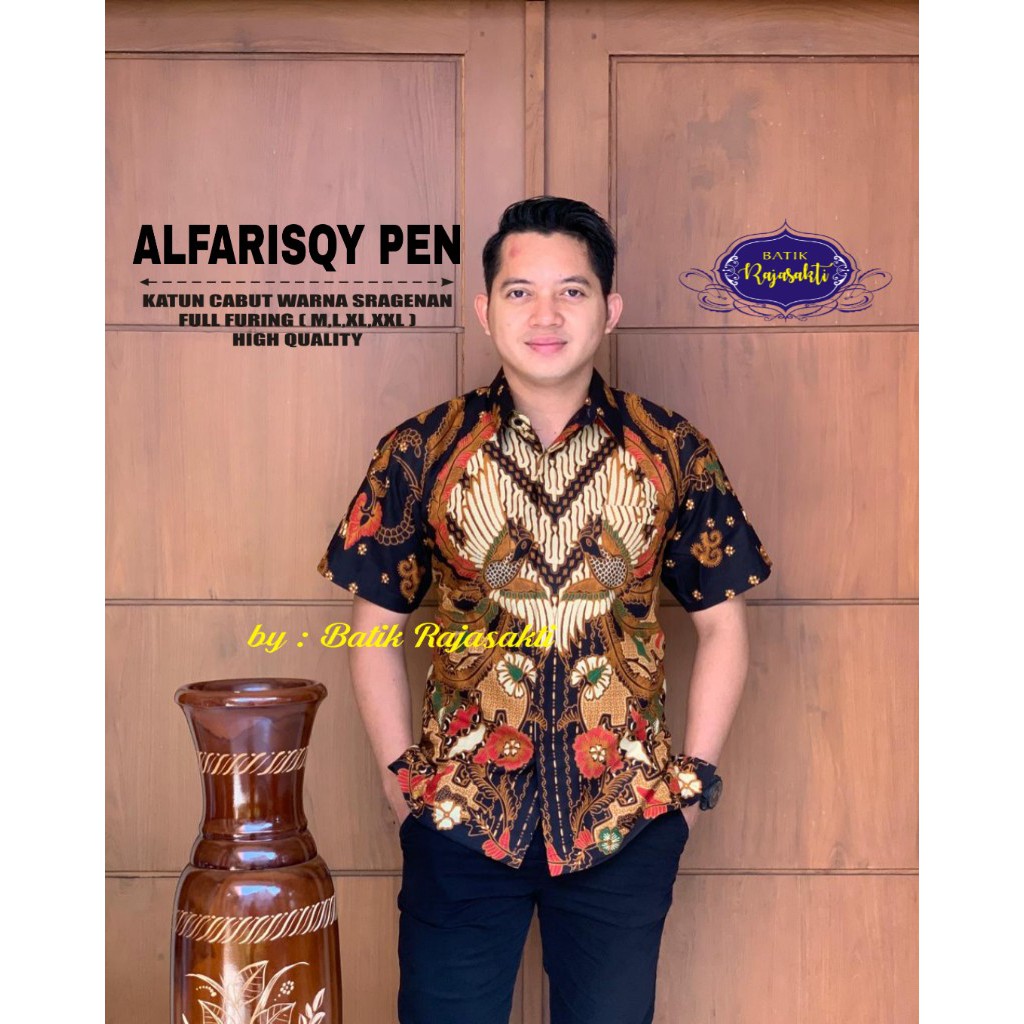 ALFARISQY 2 Kemeja Batik Pria Lengan Pendek Katun Halus FULL FURING Rajasakti