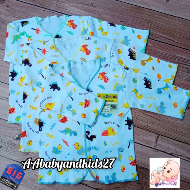 3PC AIRIN BAJU BAYI NEWBORN LENGAN PANJANG MOTIF PRINT LEMBUT DAN SNI