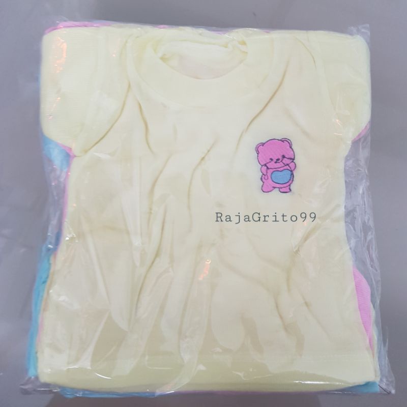 Baju Setali Sporot Lengan Pendek 1 Lusin Bahan Kaos Sporot Warna Motif Bordir Boneka Grosir newborn