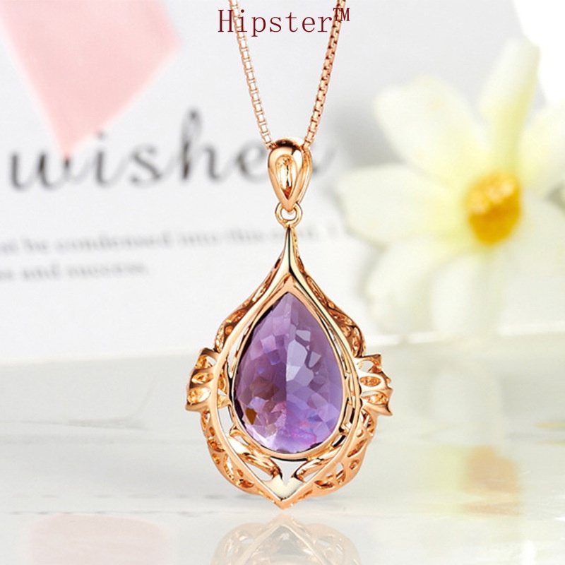 Hot Selling Light Luxury Natural Amethyst Pendant Elegant Necklace