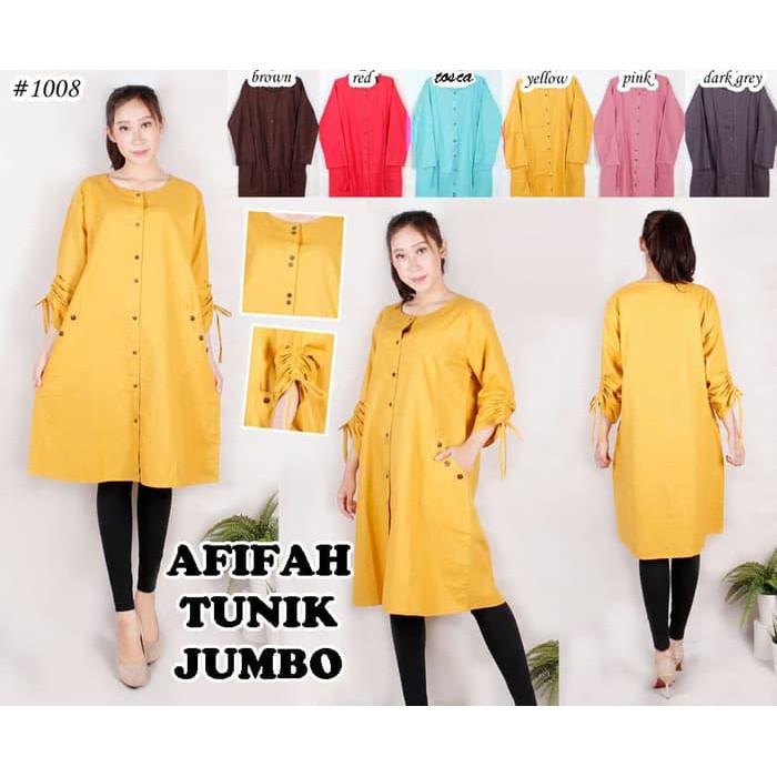 discon Atasan Tunik Jumbo Afifah Baju Atasan Bigsize kuliah,kerja,kantor,pesta