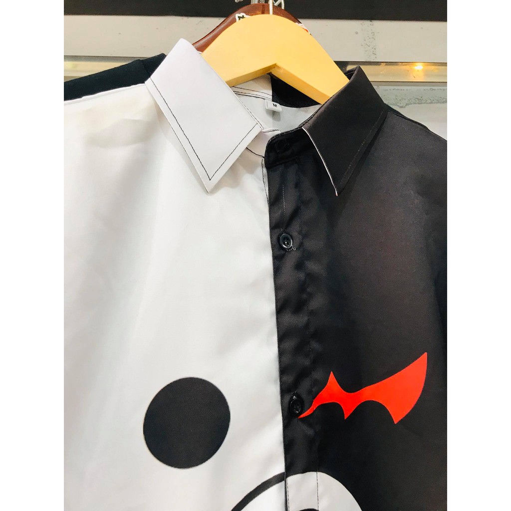 Kemeja Anime Monokuma Danganronpa Black White