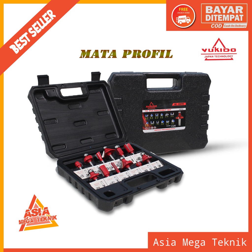 Mata Router Bit Trimmer Kayu Set 12 Pcs YUKIDO / Mata Profil Beading sama JLD uchiha Ada Juga Mailtank