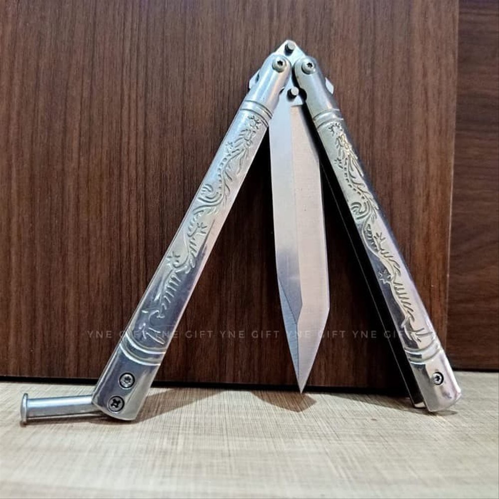 PROMO TAJAM COD Pisau Lipat Balisong Dragon Silver 820 - Knife