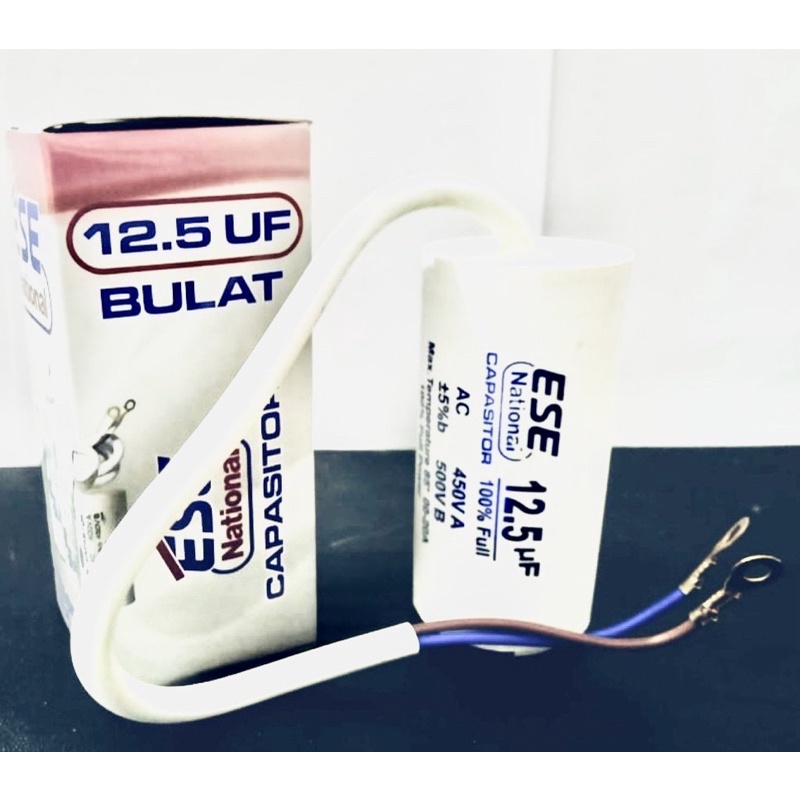 CAPACITOR CAPASITOR KAPASITOR BULAT 12.5uf 12.5 uf 2 KABEL KAPASITOR MESIN CUCI POMPA AIR AC KULKAS