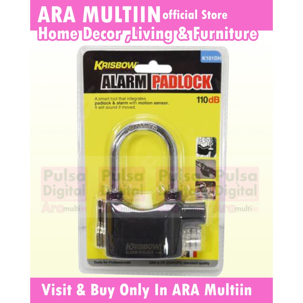 ACE Krisbow Gembok Dengan Alarm Anti Maling / Padlock Alarm Gembok Anti Maling/Gembok Alarm