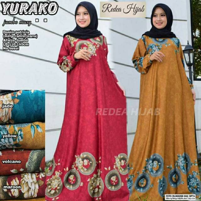 Yurako Jumbo Maxy, jumbo dress, maxy dress, baju Jumbo, big size, big dress, dress muslim,gamis,ootd