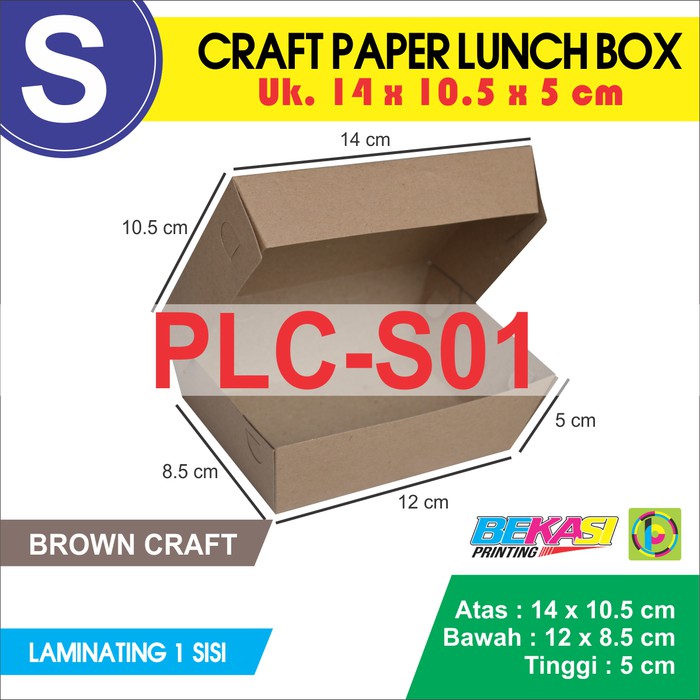 Promo CRAFT Paper Lunch Box / Kotak Makan Polos Ukuran S + Laminating Limited
