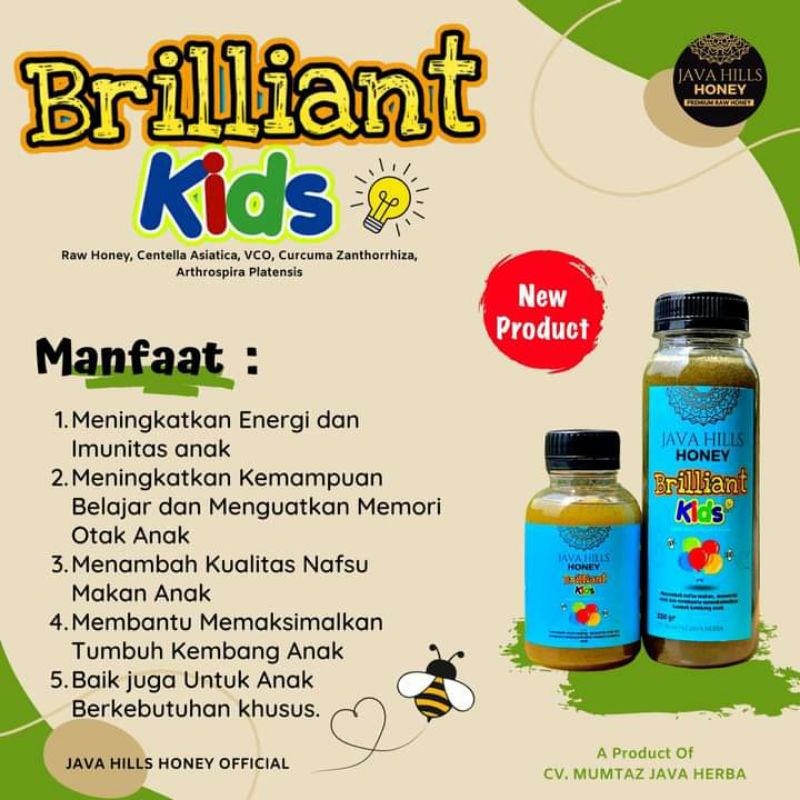 

madu briliant kids/madu herbal spesialis untuk anak/madu herbal Java hills honey