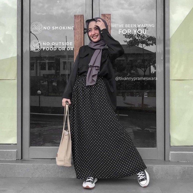 ROK POLKA SKIRT ROK POLKADOT PANJANG WANITA