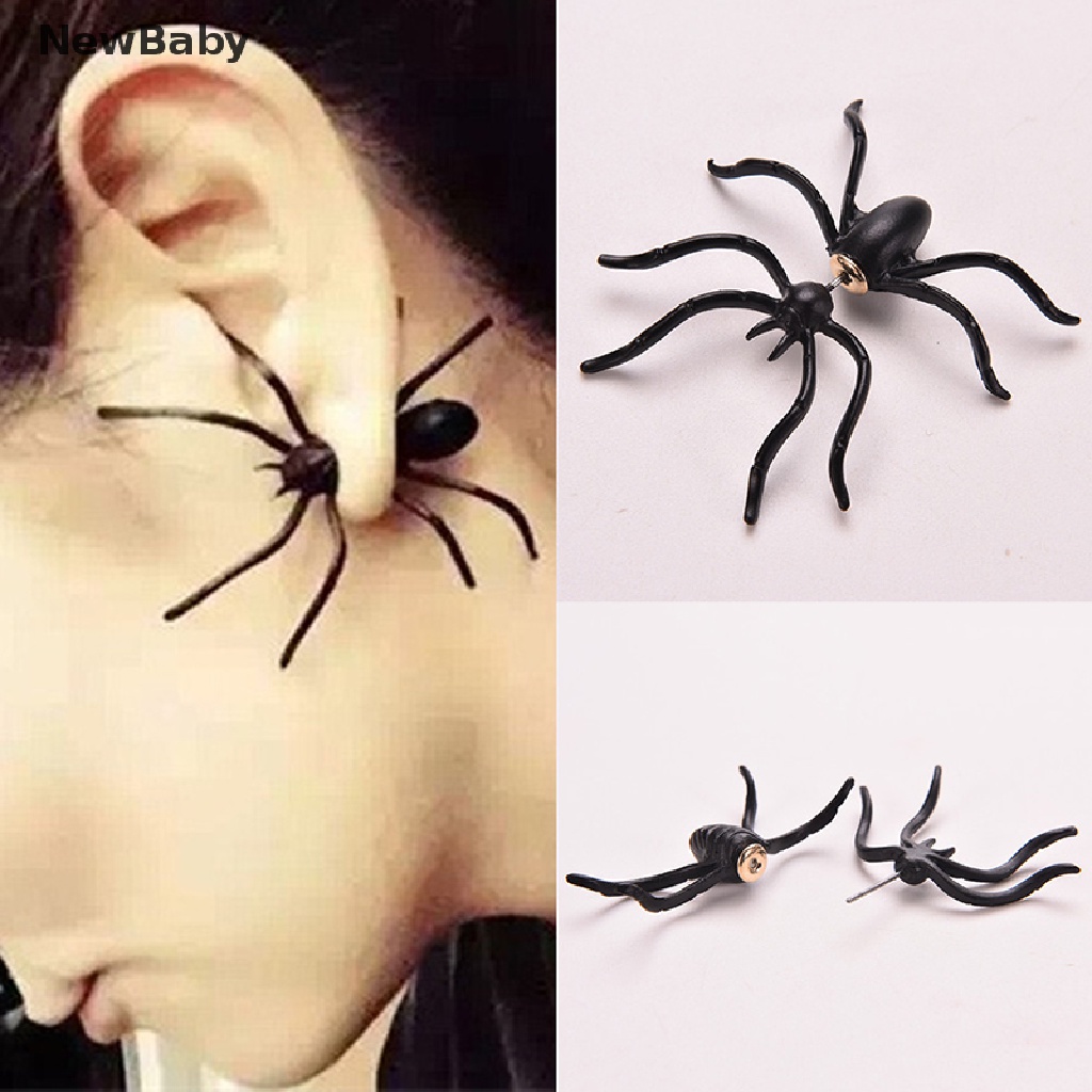 Anting Stud Desain Laba-Laba Warna Hitam Untuk Wanita