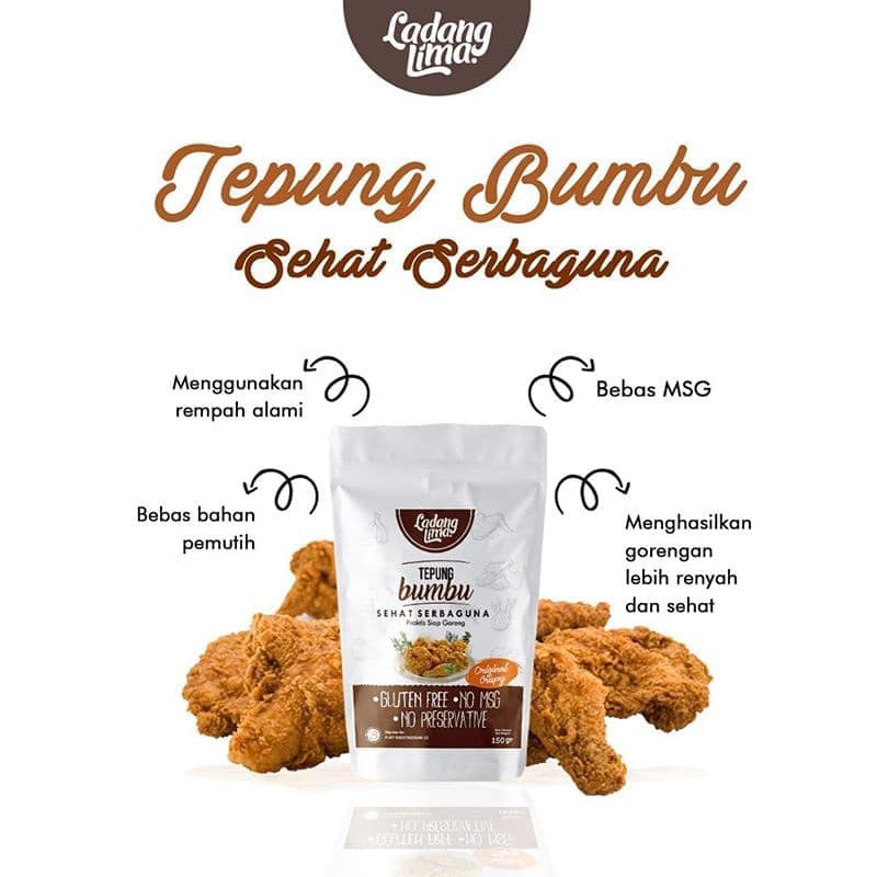 

Ladang Lima Tepung Bumbu Goreng Sehat Serba Guna No MSG 150gr - Ladang