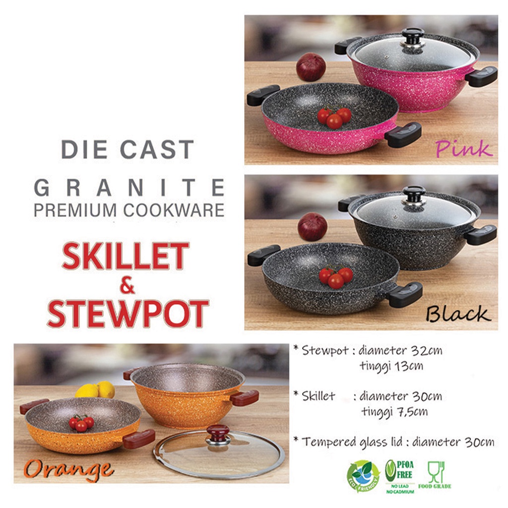 MOEGEN Germany Skillet &amp; Stewpot set granite series plus steamer