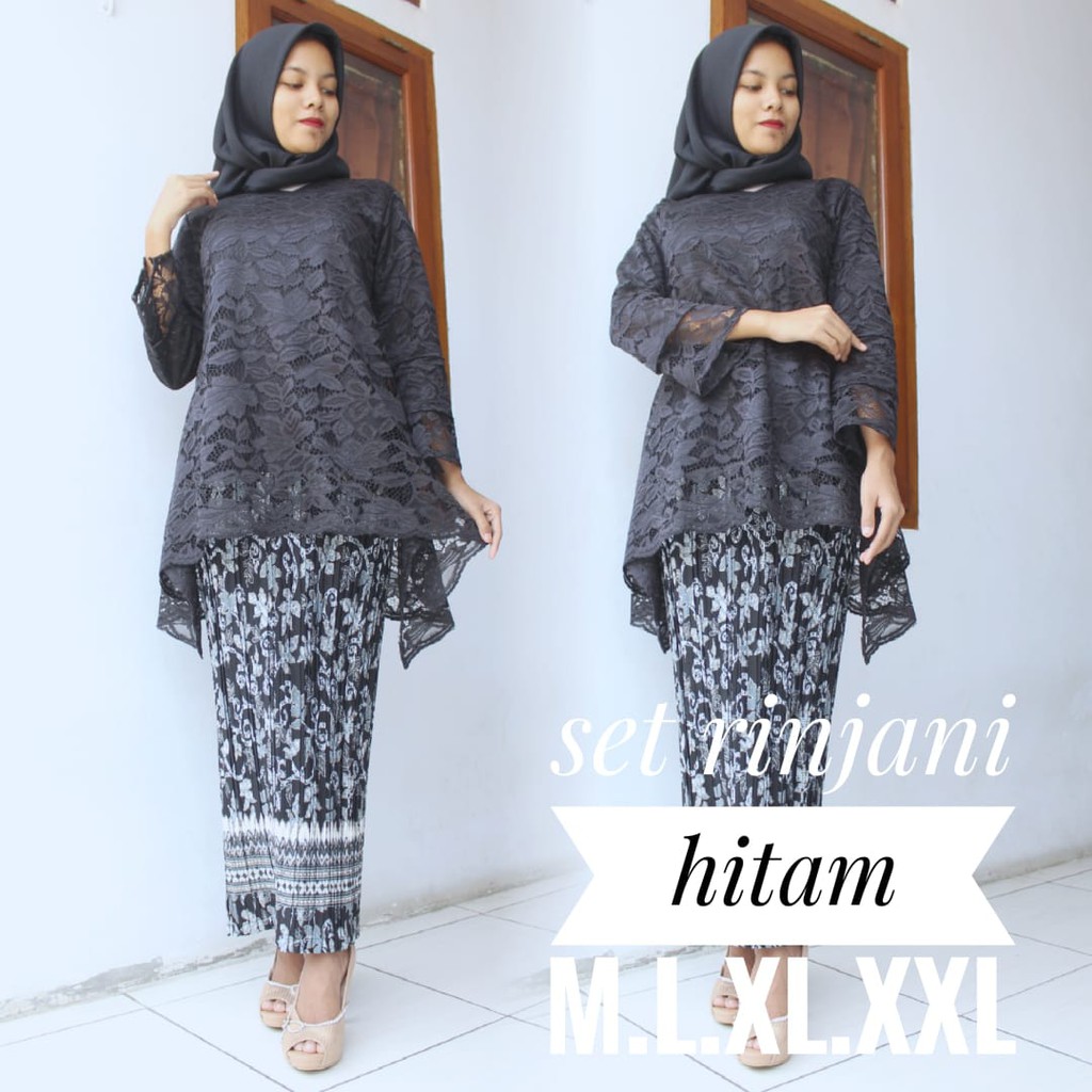 SB Collection Stelan Kebaya Gloria Blouse Brukat Dan Rok Plisket Maxi Jumbo Batik Wanita