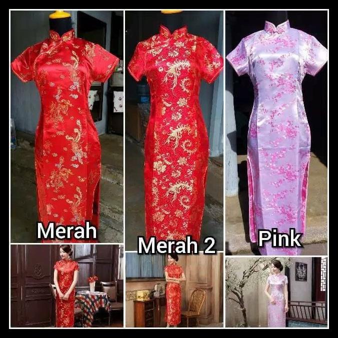 TERBARUU Ferline Cheongsam Elegant Dress Chinese Lunar Imlek Baju Wanita MRW COD