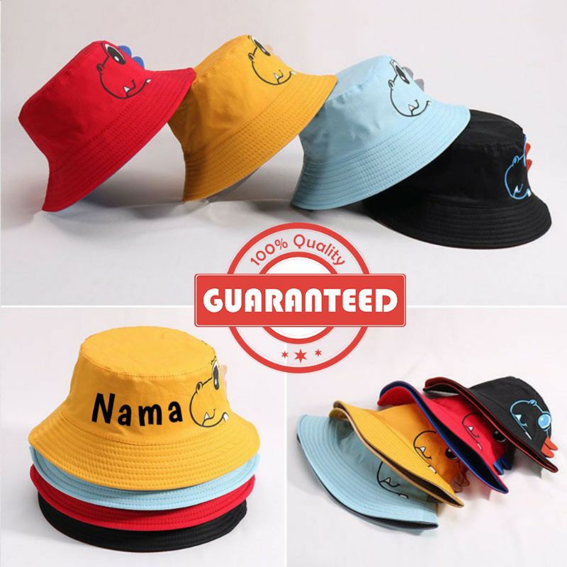 TOPI BUCKET DINO ANAK, BISA PAKAI NAMA SENDIRI