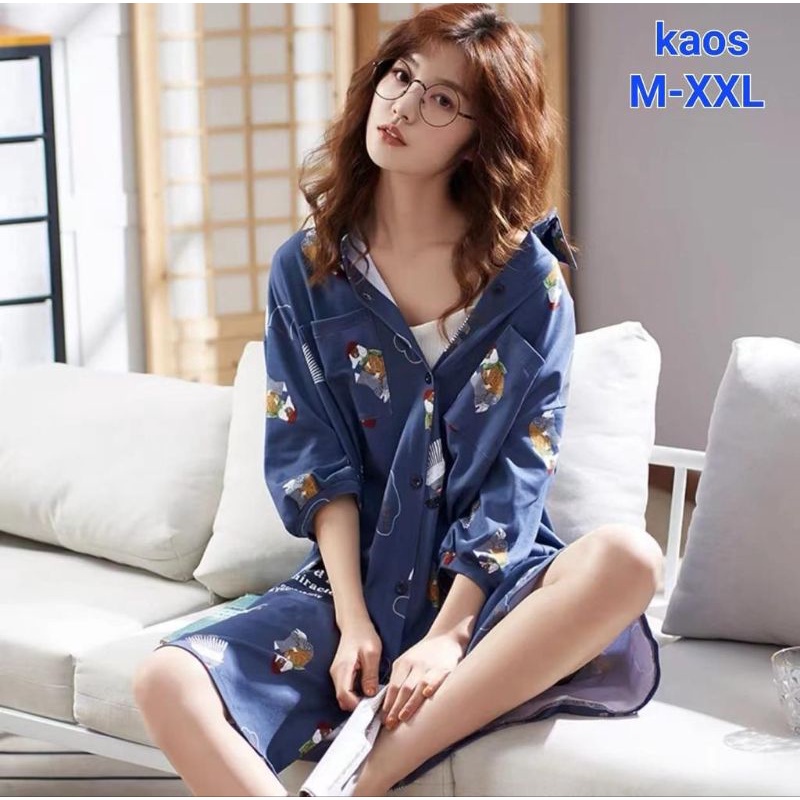 Daster Import Katun Premium Baju Tidur Dewasa Korean Style C13-B