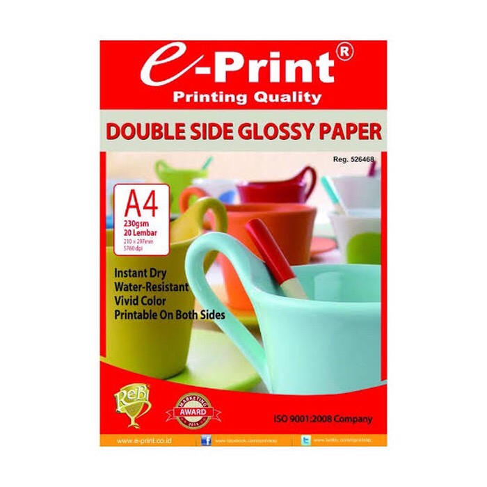 

(DISKON TERMURAH) E-print double side glossy paper 230gsm/20 lembar kertas foto dua sisi