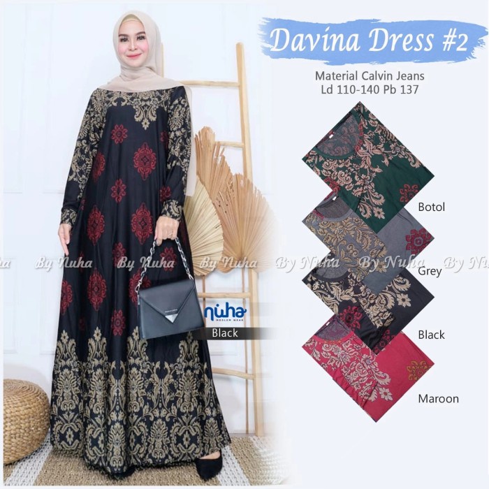 DAVINA DRESS 2 GAMIS TERUSAN JUMBO BAGUS MURAH LD 120-140 JUMBO