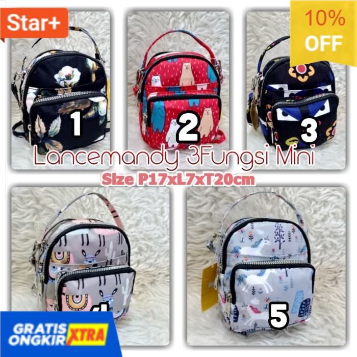 n04 LM2021 Tas Ransel/jinjing/Selempang Mini LanceMandy Import 3Fungsi  Trendy Murah