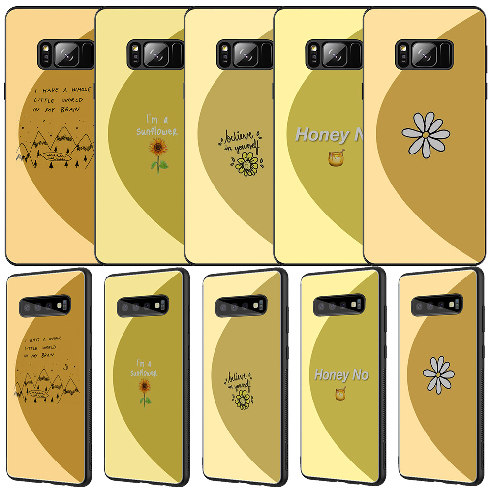 Case Tempered Glass Motif Print Estetik Kuning Fy120 Untuk Samsung Galaxy S7 Edge S8 S9 S10 S20 Plus Shopee Indonesia