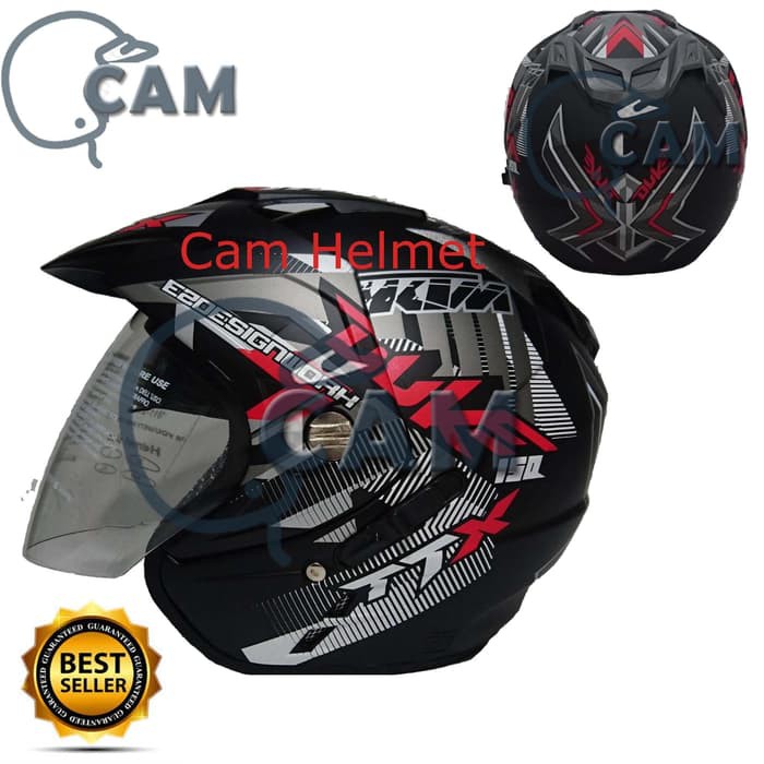 Helm DMN 2 kaca double visor Duke Black doff red