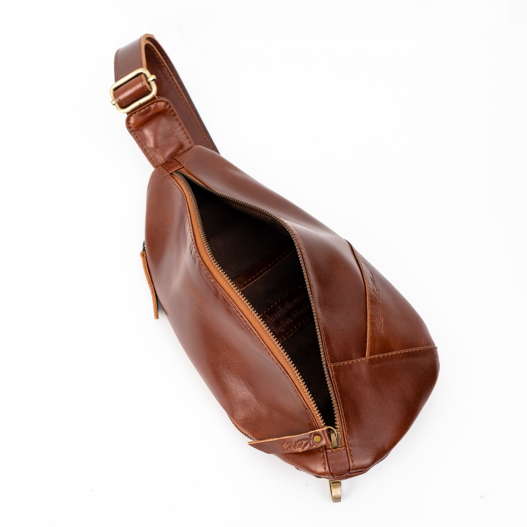 Kenes Leather Tas Pinggang Waist Bag Kulit Asli Premium Travis  - Free Gavir Nama