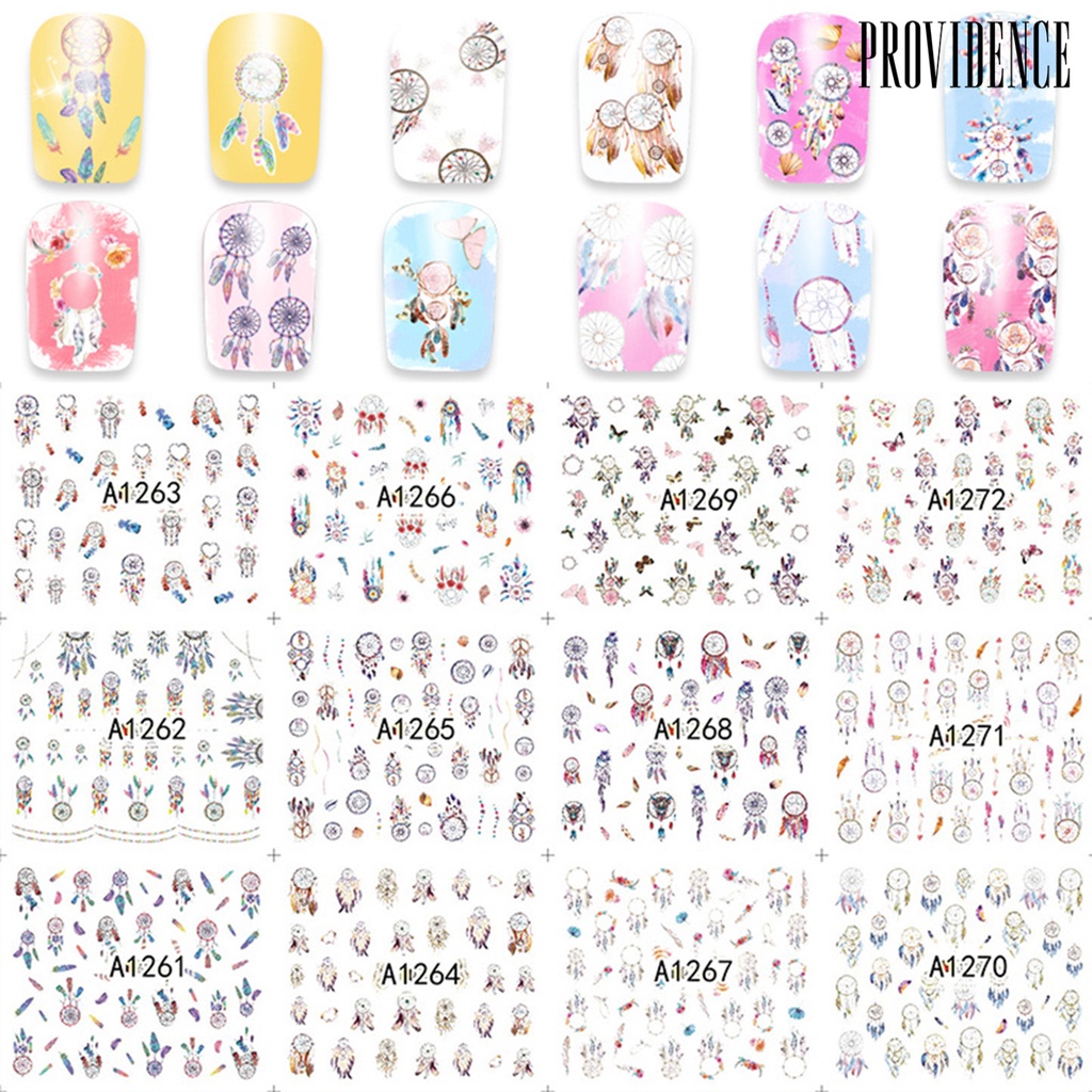 Providence 12Sheet Nail Patch Printed Pattern Waterproof Multiple Styles Women Nail Art Sticker for Beauty