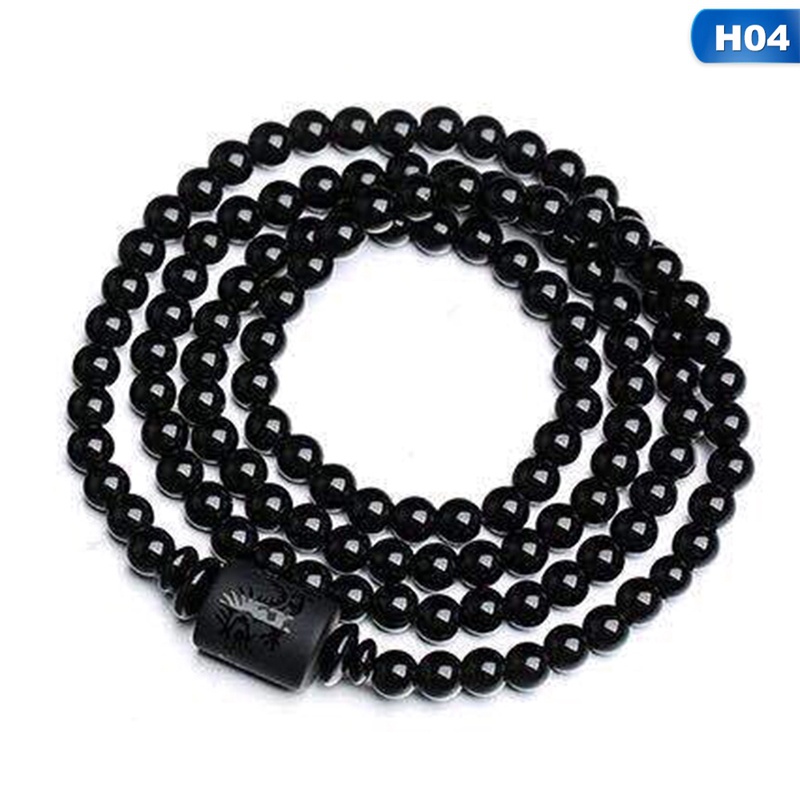 Gelang Manik-Manik Batu Obsidian Bulat 10MM Warna Hitam Untuk Pria / Wanita|Gelang Tangan Rantai Aksen Manik-Manik Untuk Perhiasan Wanita