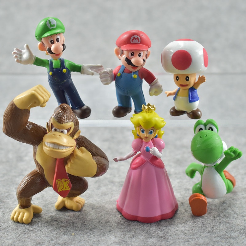 18pcs 6pcs/lot Super Mario Bros PVC Action Figure Yoshi Peach Princess Luigi Donkey Kong Boneka 3-7CM