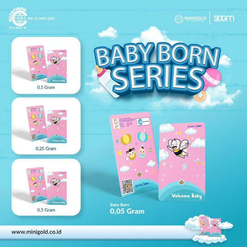 Minigold 24K gift series Baby born, Wedding + kwitansi asli