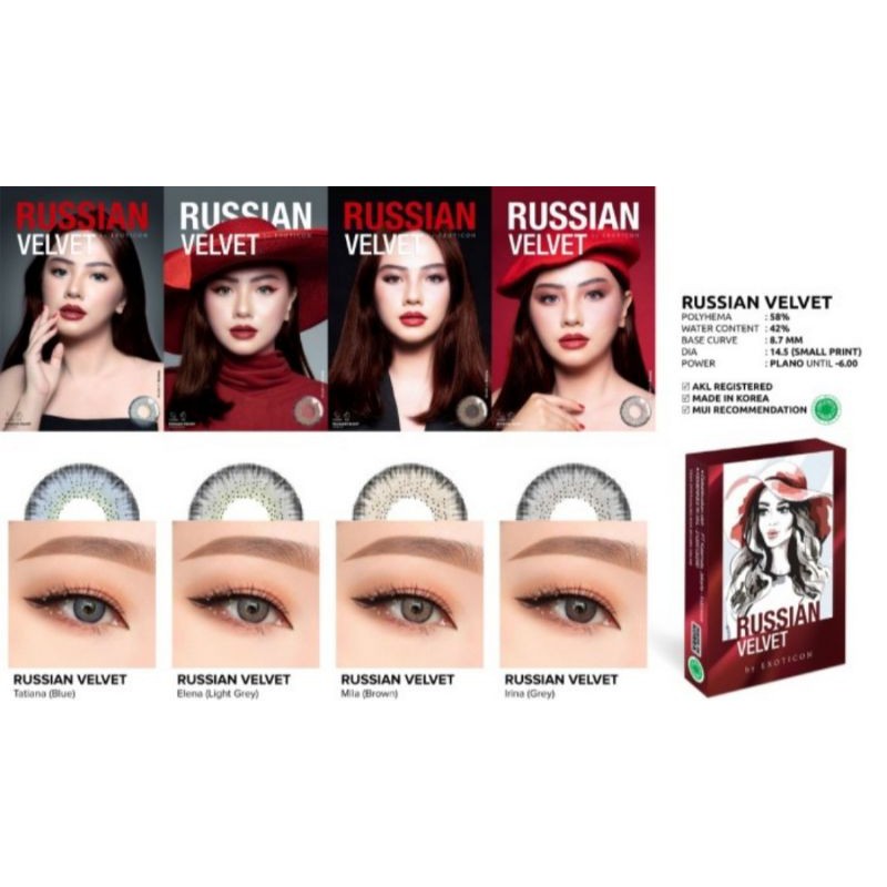 SOFTLENS X2 RUSSIAN VELVET DIA 14.5MM KEMASAN BOX