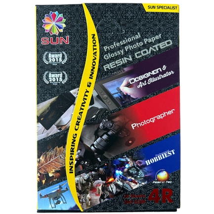 Kertas Foto 4R Sun Professional Glossy Photo Paper Resin Coated 4R 265gsm