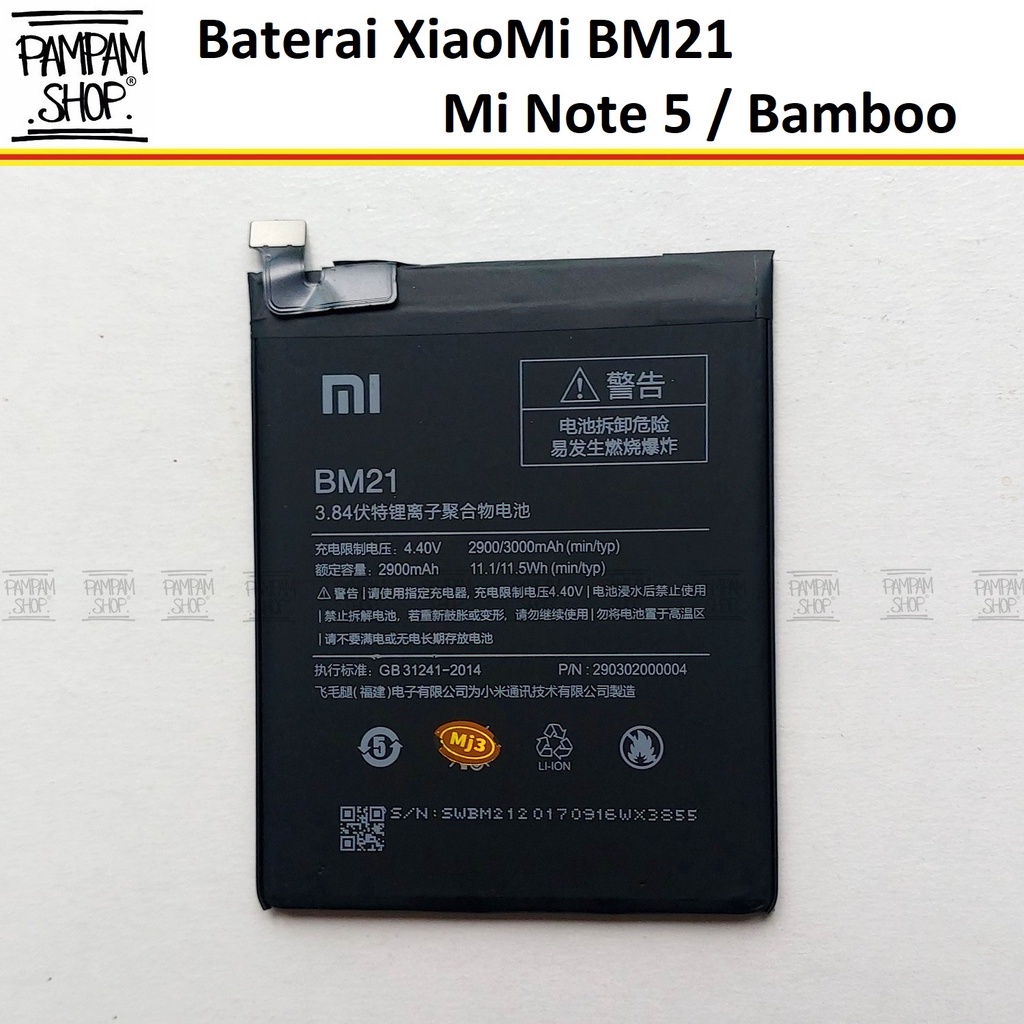 Baterai XiaoMi BM21 Redmi Note 5 Bamboo Bambo Original OEM Batre Batrai BM 21 Xiao Mi Handphone HP Ori