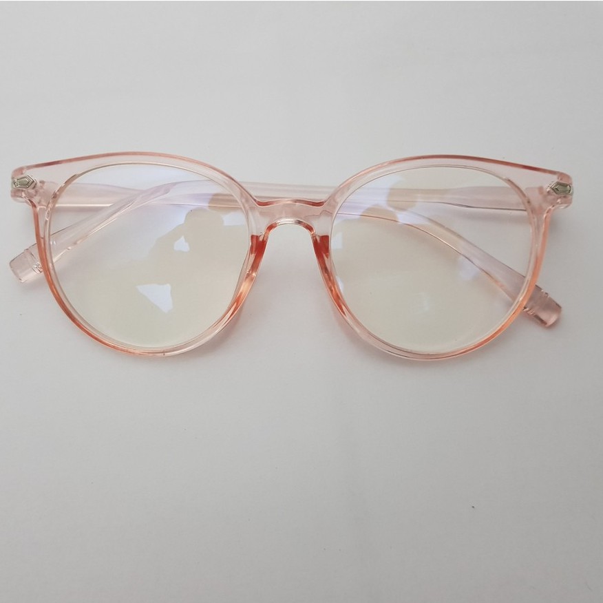 Kacamata Anti Radiasi Fashion Wanita Pria Frame Ringan Korea Design Lensa Transparan Anti UV-pink