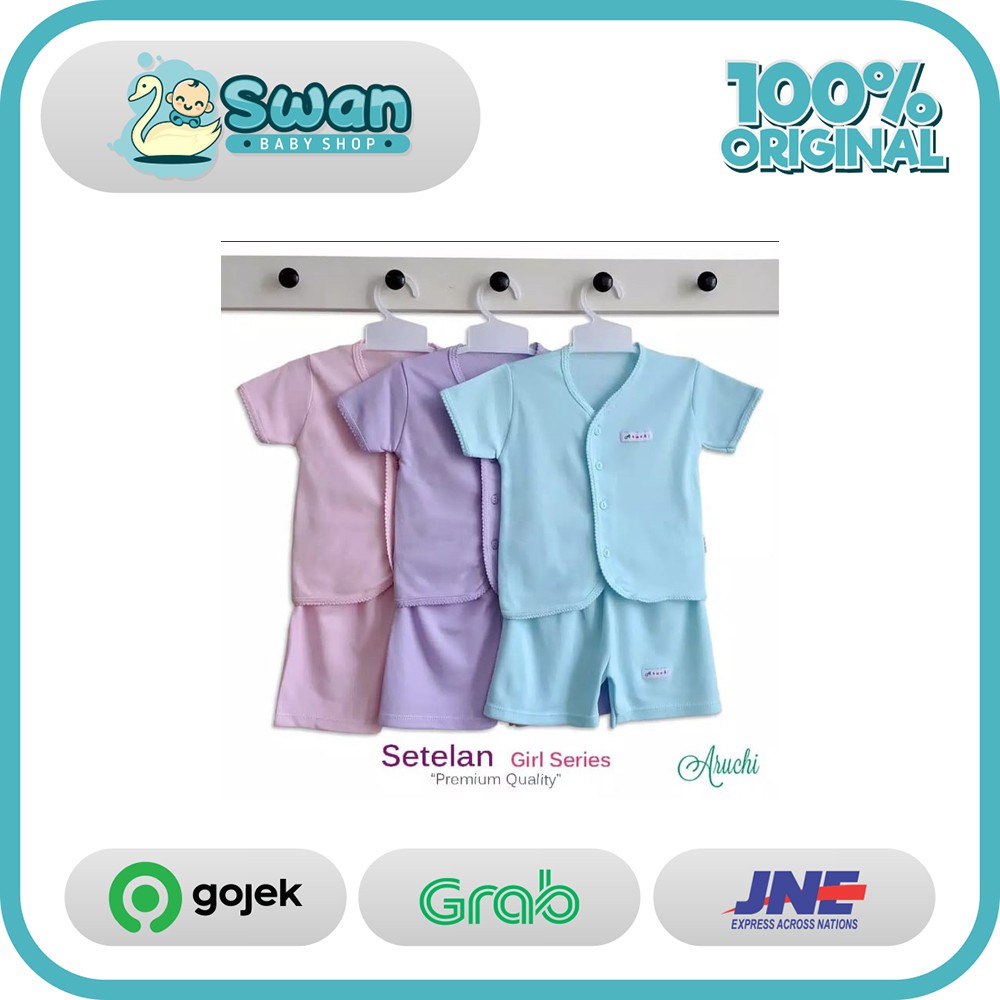 Aruchi Setelan Polos PENDEK PANJANG " GIRL / CEWE " S M L XL XXL ( 3-24 Bulan )