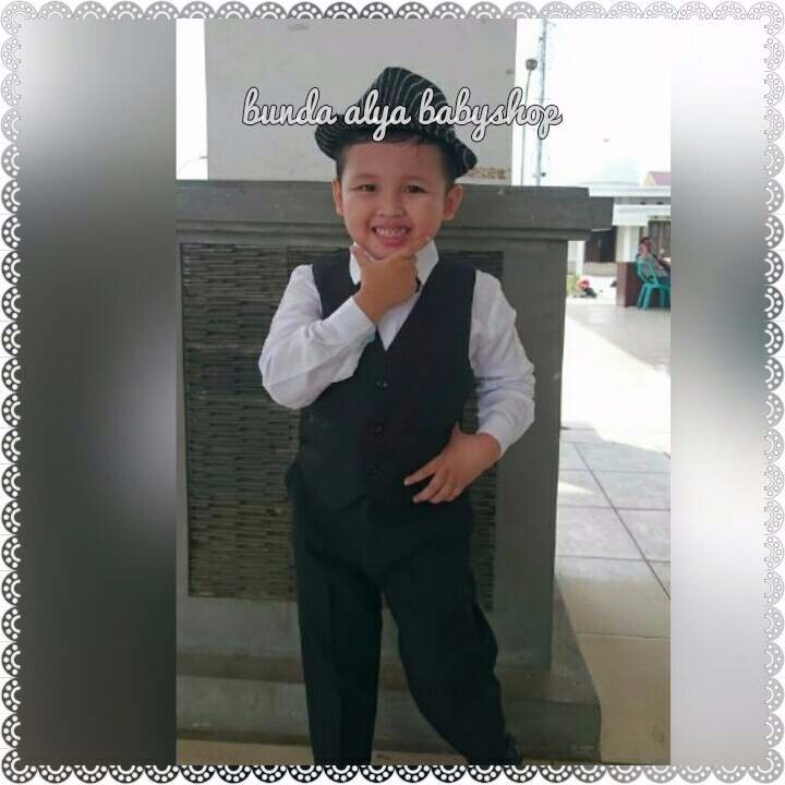 Setelan Anak Laki Tuxedo Vest Premium Usia 6 - 18 Bulan HITAM - Setelan Pesta Tuxedo Anak Cowok Resmi Keren Set