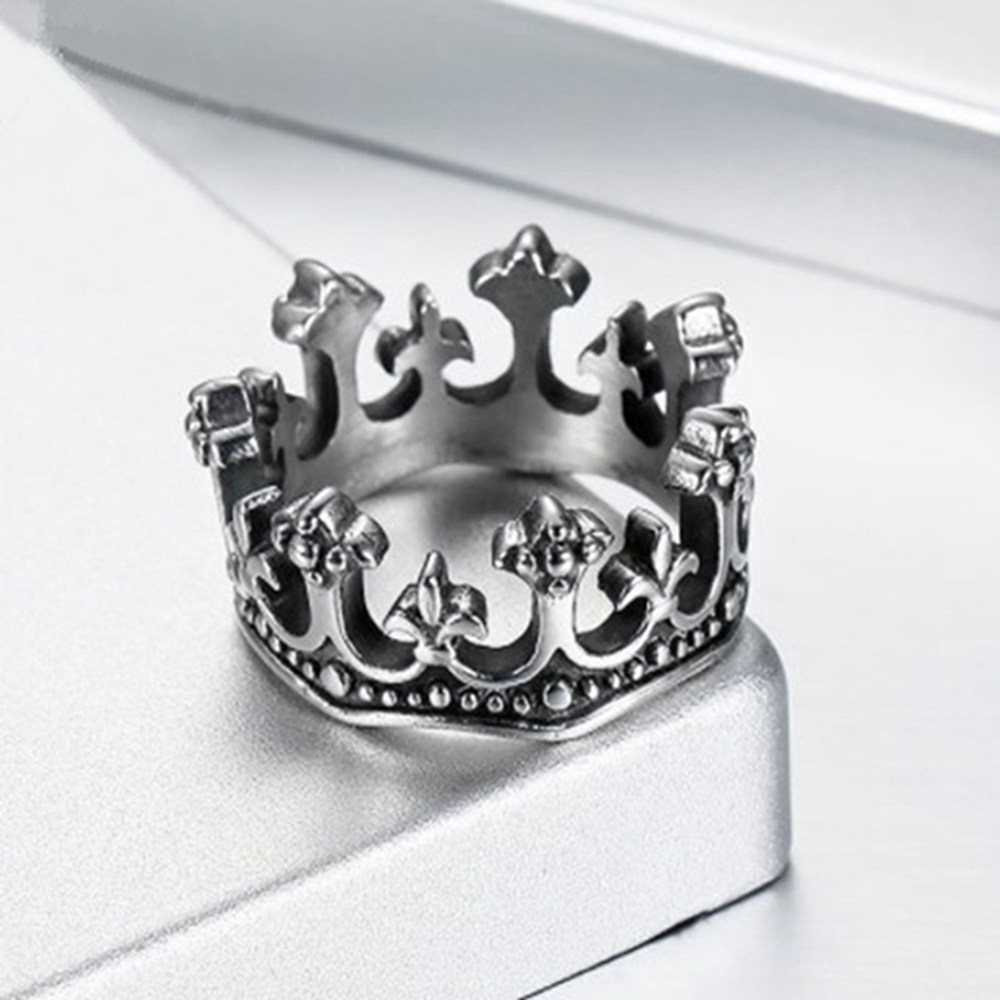 [COD] 2022B Ledakan Antik Gothic Knights Cross Kingdom King Crown Cincin, Perhiasan Stainless Steel Pria