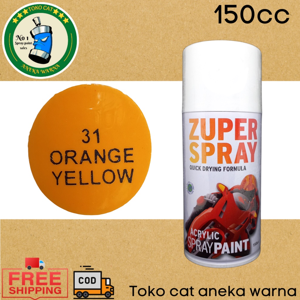 cat semprot 150cc orange yellow kuning zuper spray produk dari rj london spray paint pilox pilok pylox