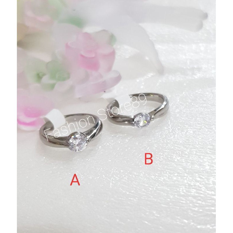 Cincin Titanium silver nikah tunangan halal import bestseller antikarat Antiluntur Selamanya white