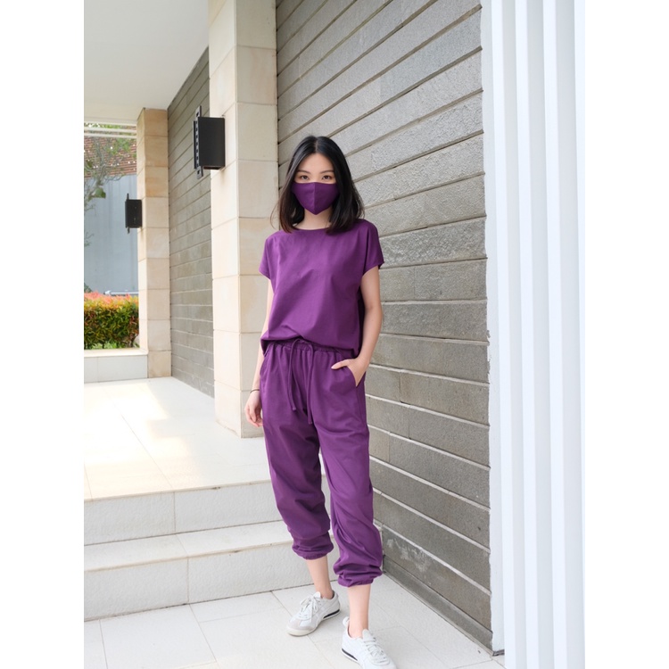 S-0130 Set Comfy & Sporty with Matching Mask-PURPLE