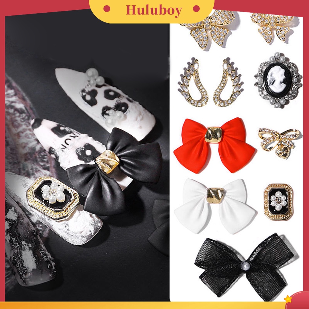 Huluboy Huluboy♡ Dekorasi Nail Art 3D Bentuk Pita Tahan Lama Untuk Wanita