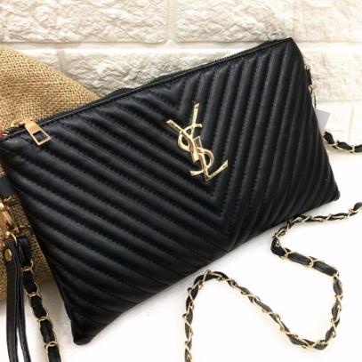 Serbuuu BIG SALE  TAS WANITA clutch ysl LADY cevron IMPORT BATAM YYY*