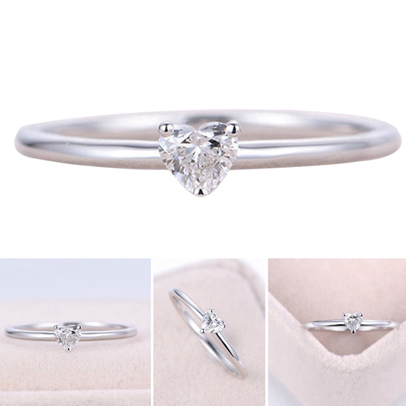 Cincin Tipis Wanita Bentuk Hati Kecil Warna Emas untuk Pesta