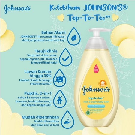 Johnson Baby Wash Top To Toe 500 ml pump 400ml refill Johnsons sabun bayi